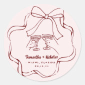 Whimsical Retro Doodle | Bruiloft Ronde Sticker (Voorkant)