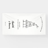 Whimsical Retro Doodle Kunst | Trouw Welkom Spandoek (Horizontaal)