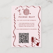 Whimsical Retro Doodle | QR-code trouwwebsite Informatiekaartje (Voorkant)