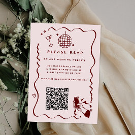 Whimsical Retro Doodle | QR-code trouwwebsite Informatiekaartje