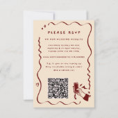 Whimsical Retro Doodle | QR-code trouwwebsite RSVP Kaartje (Voorkant)