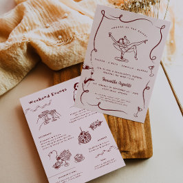 Whimsical Retro Doodle | Vrijgezellenweekend Kaart