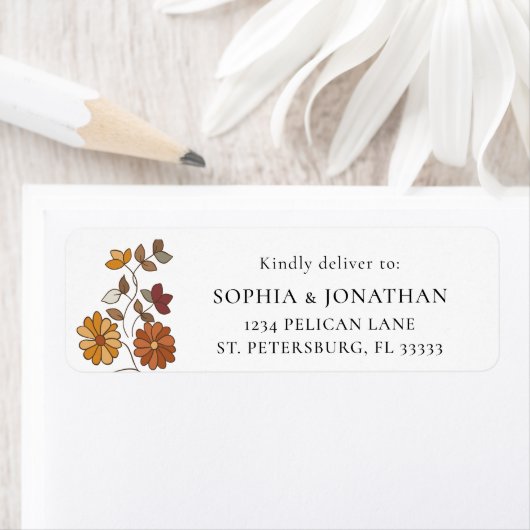 Whimsical Retro Floral RSVP Response Mailing Label (Insitu)