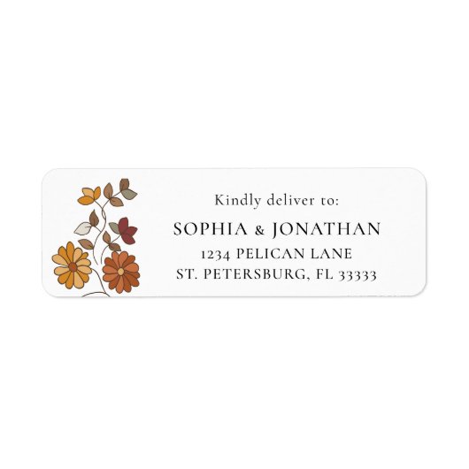 Whimsical Retro Floral RSVP Response Mailing Label (Voorkant)