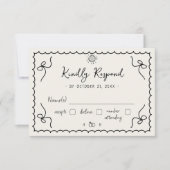 Whimsical Retro Franse bruiloft Hand getrokken Mon RSVP Kaartje (Voorkant)