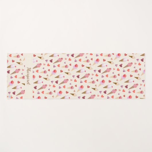 Whimsical Retro-geïnspireerde Waterverf Ice Cream Yogamat (Voorkant (horizontaal))