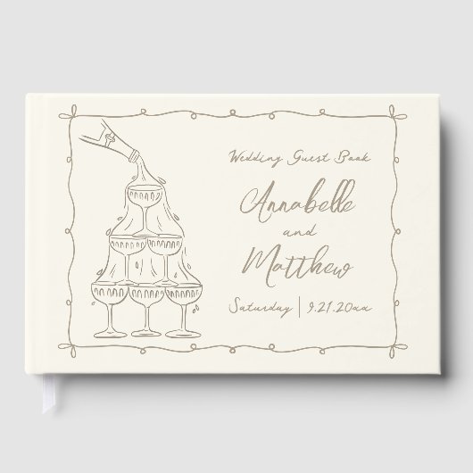 Whimsical Retro Hand Drawn Wedding Gastenboek (Voorkant)