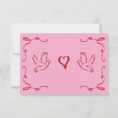 Whimsical Retro Hand getekend Roze Rode bruiloft RSVP Kaartje (Achterkant)