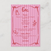 Whimsical Retro Hand getekend Roze Rode Streep Wed Informatiekaartje (Voorkant)