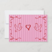 Whimsical Retro Hand getekend Roze Rode Streep Wed RSVP Kaartje (Achterkant)