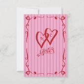 Whimsical Retro Hand getekend Roze Rode Streep Wed Save The Date (Achterkant)
