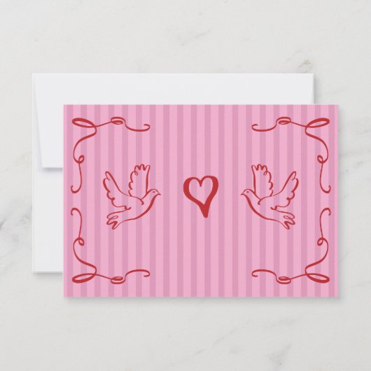 Whimsical Retro Hand getekend Roze Rode Wedding St RSVP Kaartje (Achterkant)