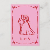 Whimsical Retro Hand getekend Roze Rood bruiloft D Informatiekaartje (Achterkant)