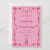 Whimsical Retro Hand getrokken Stripe Roze Rode br Kaart (Voorkant)