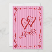 Whimsical Retro Hand getrokken Stripe Roze Rode br Kaart (Achterkant)