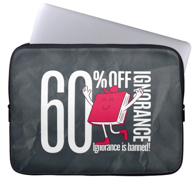 Whimsical Retro Ignorance Is Banned Laptop Sleeve (Voorkant)