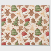 Whimsical Retro Kerst Gingerbread, Waterverf Cadeaupapier (Vlak)