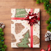 Whimsical Retro Kerst Gingerbread, Waterverf Cadeaupapier