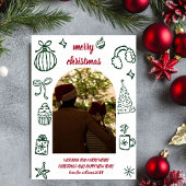 Whimsical Retro Kerstboog Foto Vakantie Kaart