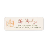 Whimsical Retro Kerstillustratie Vakantie Etiket (Voorkant)