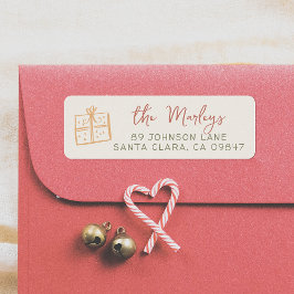 Whimsical Retro Kerstillustratie Vakantie Etiket