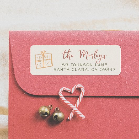 Whimsical Retro Kerstillustratie Vakantie Etiket