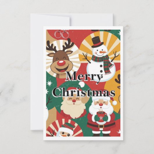 Whimsical Retro Kerstkaart Bedankkaart (Voorkant)