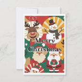 Whimsical Retro Kerstkaart Bedankkaart (Achterkant)