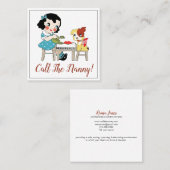 Whimsical Retro Kind en hond Tea Party Nanny Vierkante Visitekaartje (Voorkant / Achterkant)