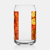 Whimsical Retro Kitty Cat Oranje Rood Bloemgeel Blikvorm Glas (Links)