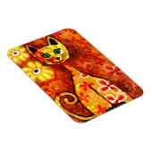Whimsical Retro Kitty Kat Abstract Art Sinaasappel Magneet (Rechterzijde)