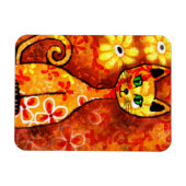 Whimsical Retro Kitty Kat Abstract Art Sinaasappel Magneet (Horizontaal)