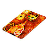 Whimsical Retro Kitty Kat Abstract Art Sinaasappel Magneet (Linkerzijde)