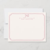 Whimsical retro Pink Bow Nursery Note Card Kaart (Voorkant)