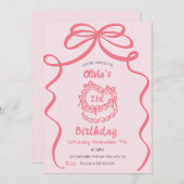 Whimsical Retro Pink Cake  Verjaardagsfeest Kaart (Voorkant / Achterkant)