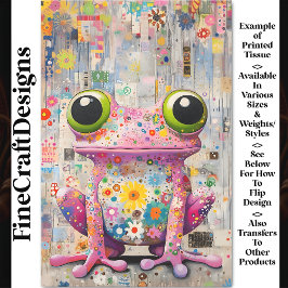 Whimsical Retro Pop Art Pink Frog BP6A Decoupage Tissuepapier