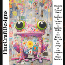 Whimsical Retro Pop Art Roze Kikker BP6A Decoupage