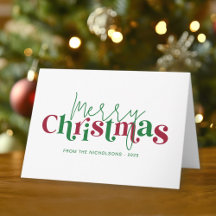 Whimsical Retro Prettig Kerstfeest met familienaam