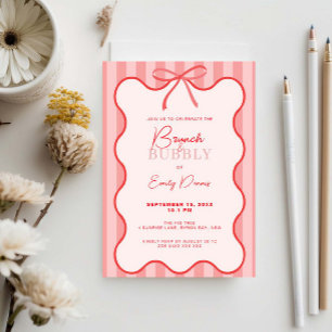 Whimsical Retro Rand Brunch & Mousserend Kaart
