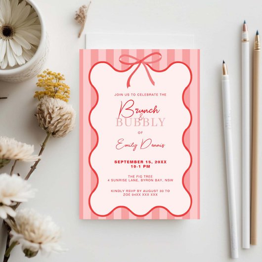 Whimsical Retro Rand Brunch & Mousserend Kaart