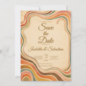 Whimsical Retro Regenboog Bruiloft Save The Date (Voorkant)