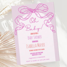 Whimsical Retro Roze Hand getrokken Bow Baby showe