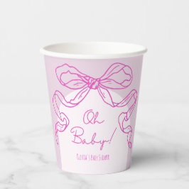 Whimsical Retro Roze Hand getrokken Bow Baby showe Papieren Bekers