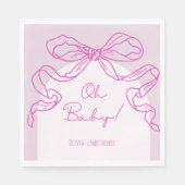 Whimsical Retro Roze Hand getrokken Bow Baby showe Servet (Voorkant)