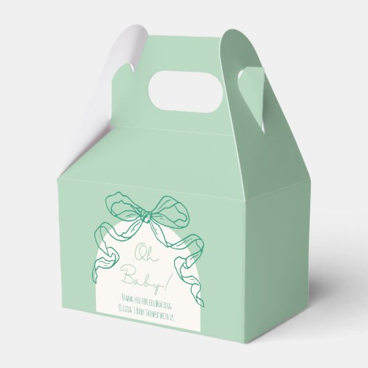 Whimsical Retro Sage Hand getrokken boog Baby show Bedankdoosjes (Voorkant Zijde)