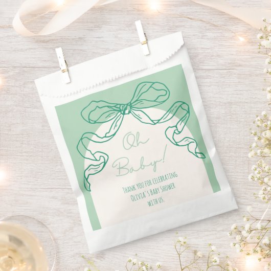 Whimsical Retro Sage Hand getrokken boog Baby show Bedankzakje (Geknipt)