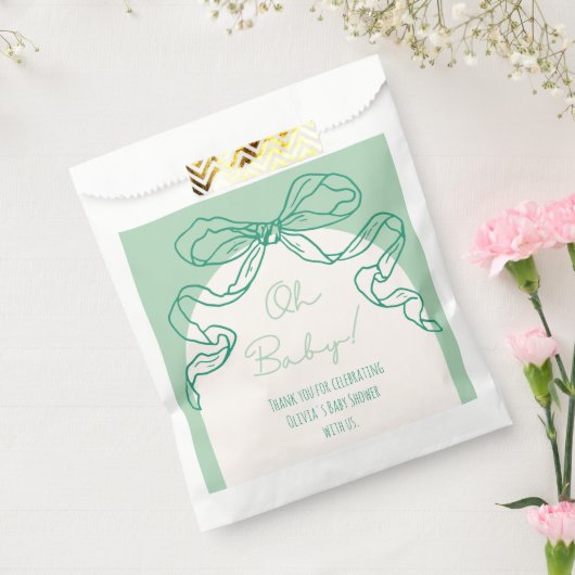 Whimsical Retro Sage Hand getrokken boog Baby show Bedankzakje (Gezegeld)