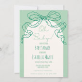 Whimsical Retro Sage Hand getrokken boog Baby show Kaart (Voorkant)