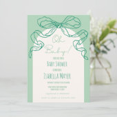 Whimsical Retro Sage Hand getrokken boog Baby show Kaart (Staand voorkant)