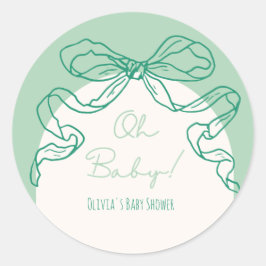 Whimsical Retro Sage Hand getrokken boog Baby show Ronde Sticker
